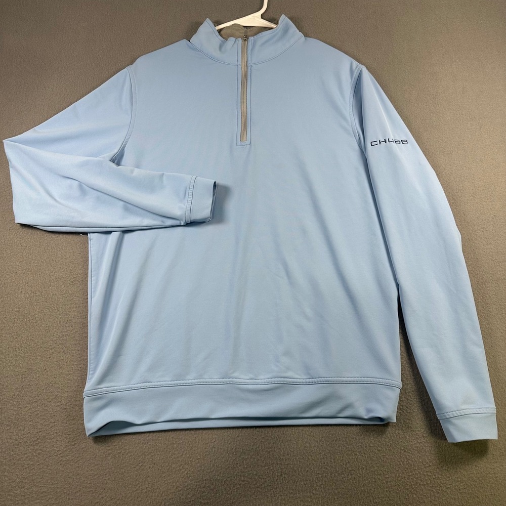Peter Millar Mens Light Blue Quarter Zip Pullover Chubb Logo Size S